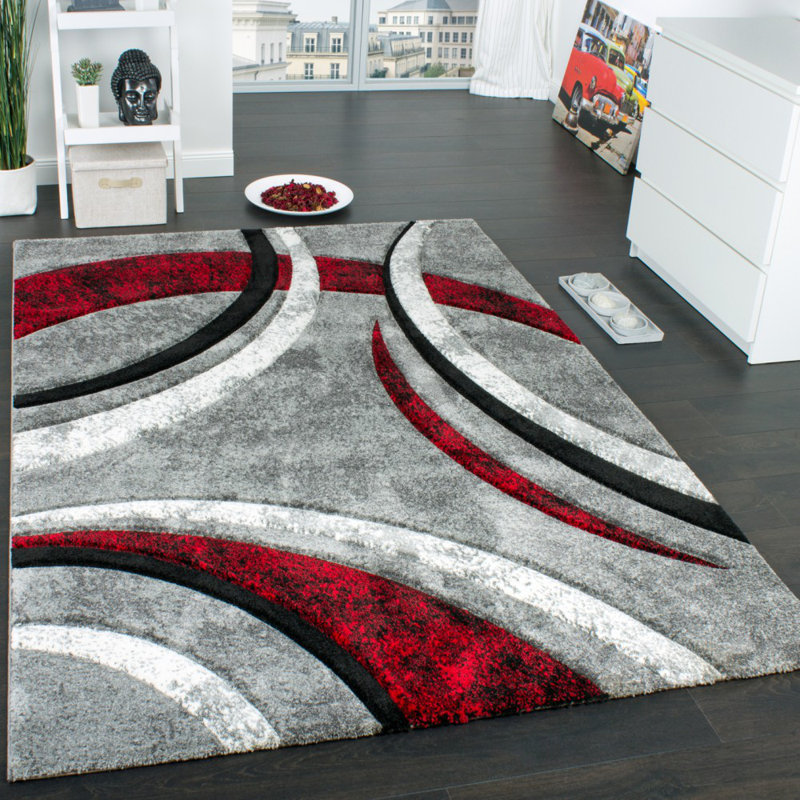 Orren Ellis Forster Abstract Gray/Red Area Rug & Reviews Wayfair.ca